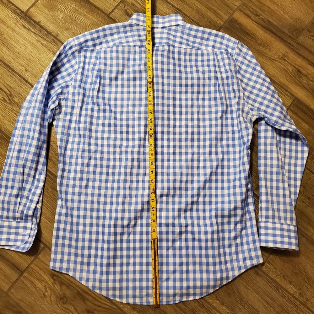 Nordstrom Blue & White Check Men's Casual Long Sleeve Shirt 17-34/35" - Picture 2 of 4